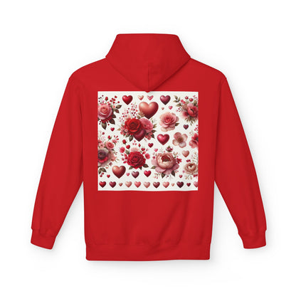Heart & Rose Pattern Hoodie — Romantic Floral Valentine Pullover