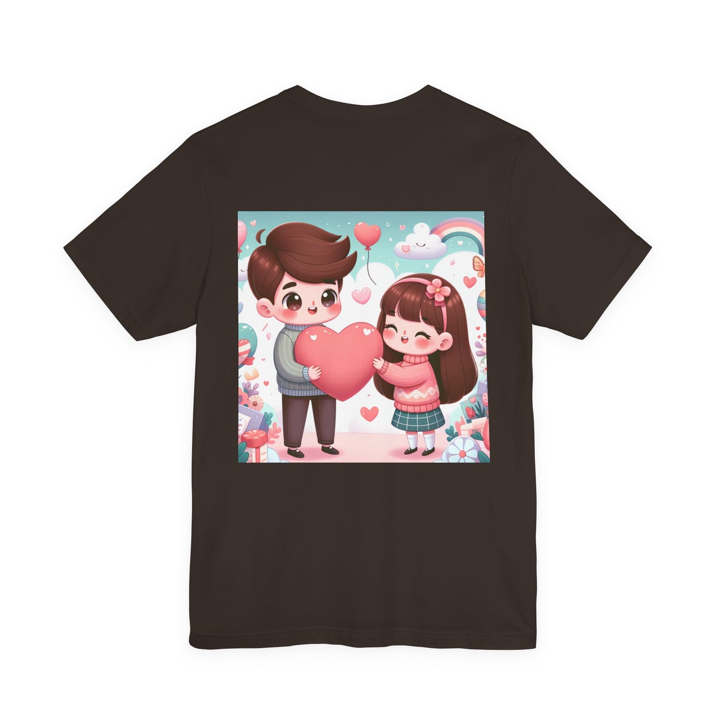 Cute Couple Heart Graphic Tee - Valentine Kawaii Love T-Shirt