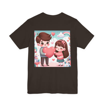 Cute Couple Heart Graphic Tee - Valentine Kawaii Love T-Shirt