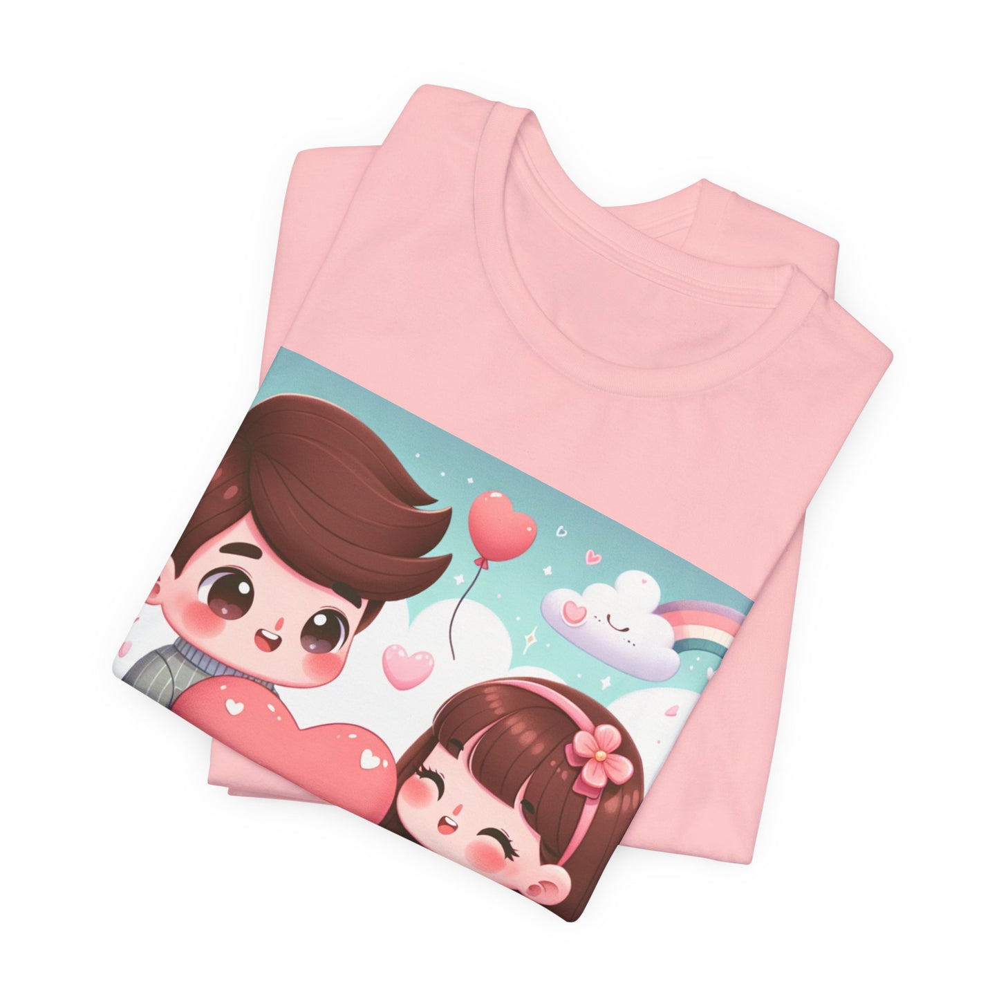 Cute Couple Heart Graphic Tee - Valentine Kawaii Love T-Shirt