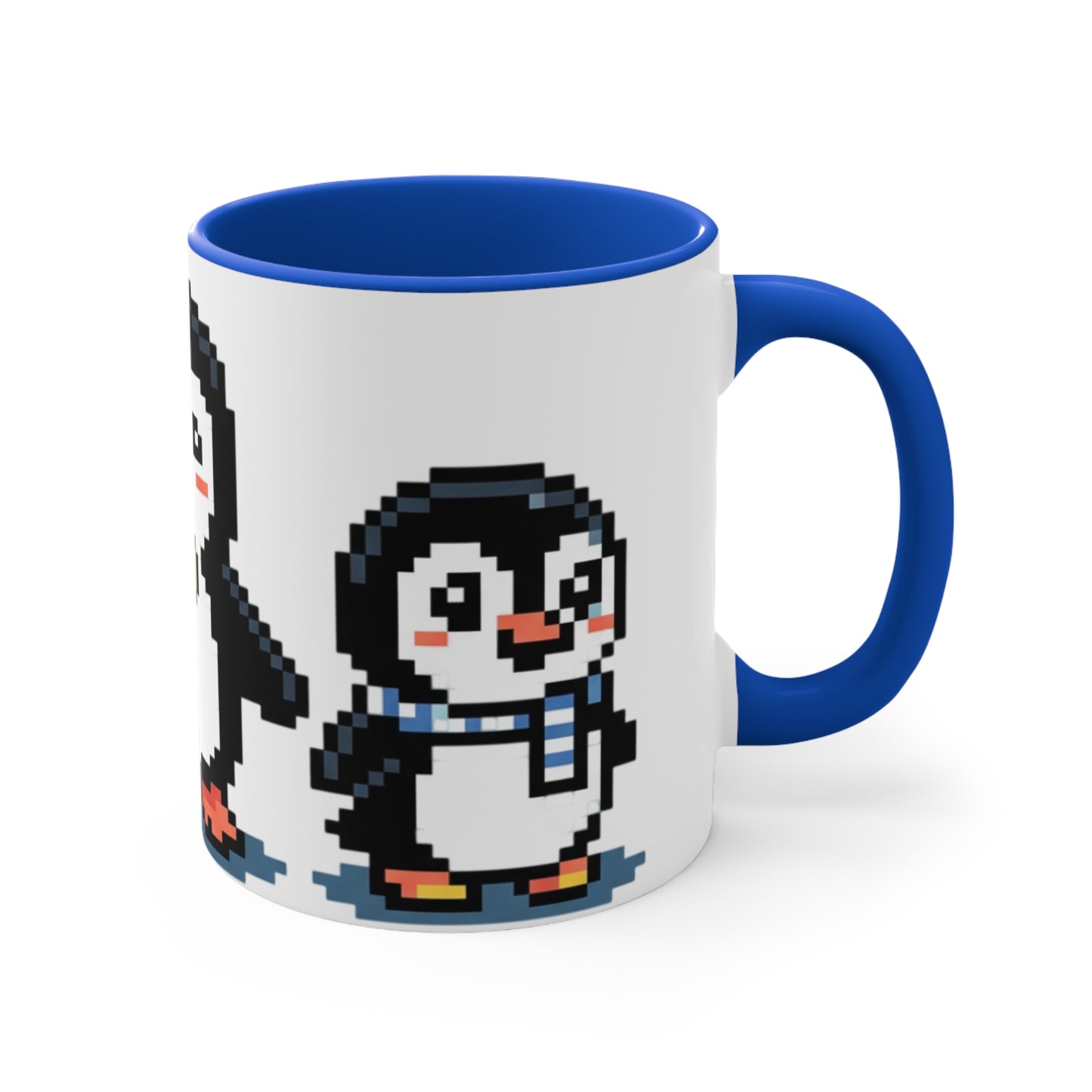 Pixel Penguin Accent Mug — Cute 8‑Bit Penguin Couple 11oz Coffee Cup