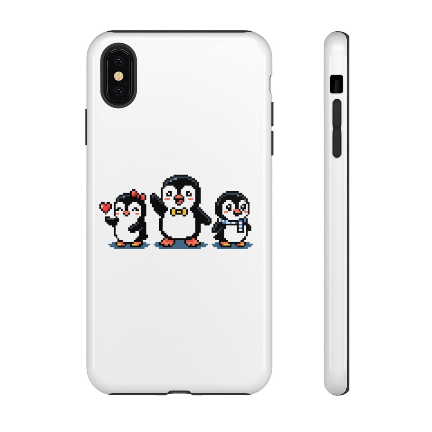 Penguin Pixel Trio Phone Case — Cute Retro 8‑Bit Penguin Family Protective Cover