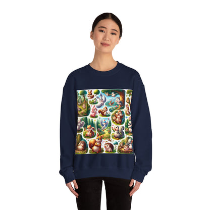 Whimsical Forest Animal Crewneck Sweatshirt | Cozy Unisex Heavy Blend™ Design