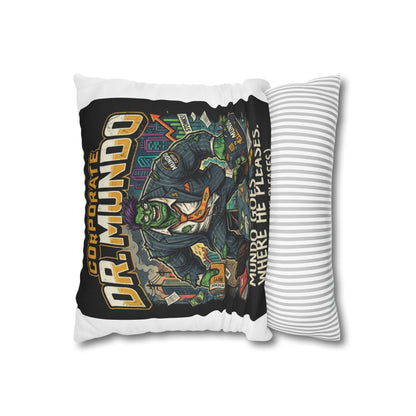 Dr. Mundo Corporate Monster Pillowcase — 'Mundo Goes Where He Pleases' Decorative Throw Pillow
