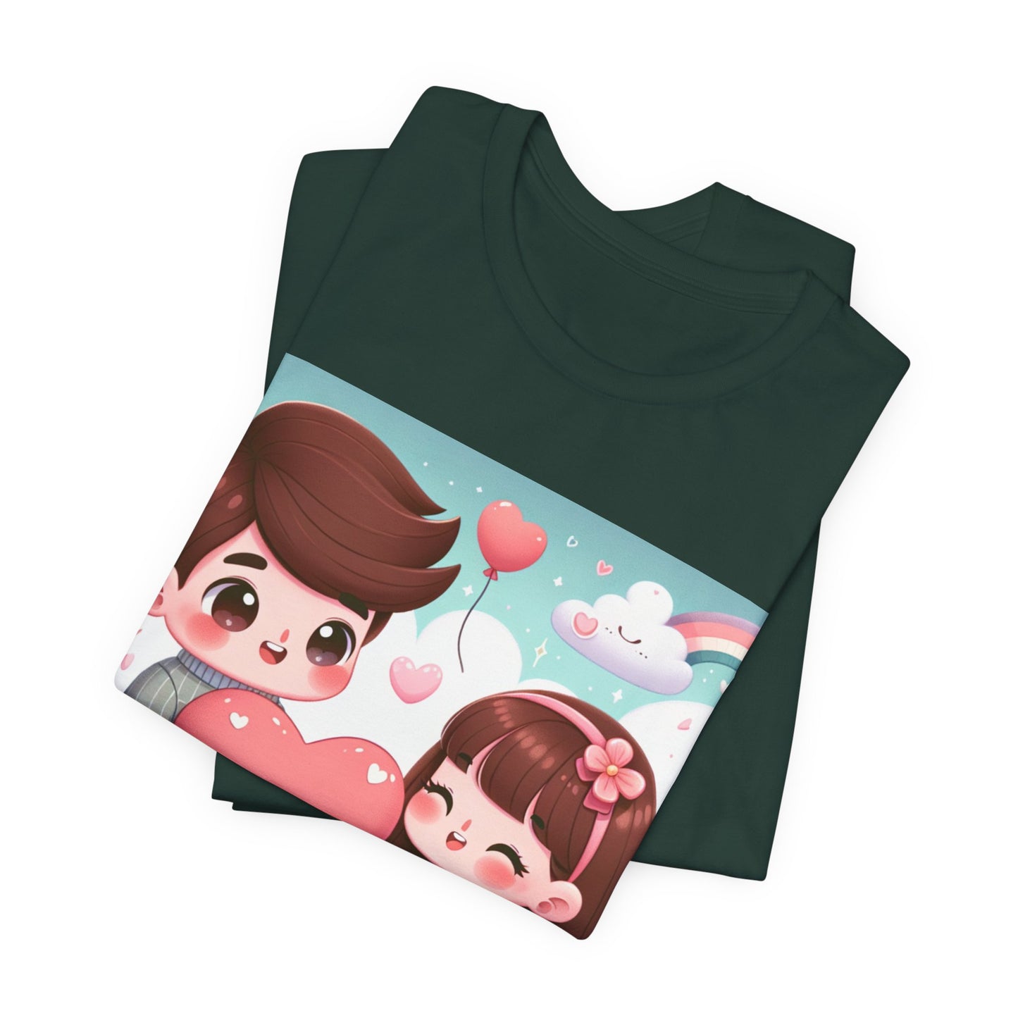 Cute Couple Heart Graphic Tee - Valentine Kawaii Love T-Shirt