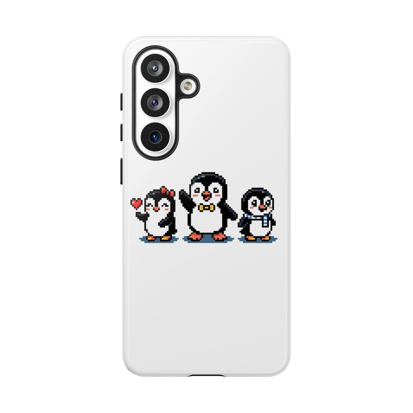 Penguin Pixel Trio Phone Case — Cute Retro 8‑Bit Penguin Family Protective Cover