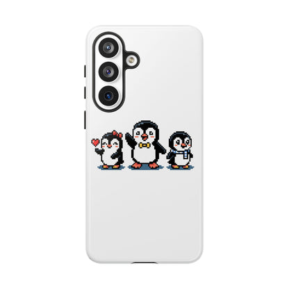 Penguin Pixel Trio Phone Case — Cute Retro 8‑Bit Penguin Family Protective Cover