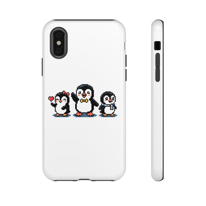 Penguin Pixel Trio Phone Case — Cute Retro 8‑Bit Penguin Family Protective Cover