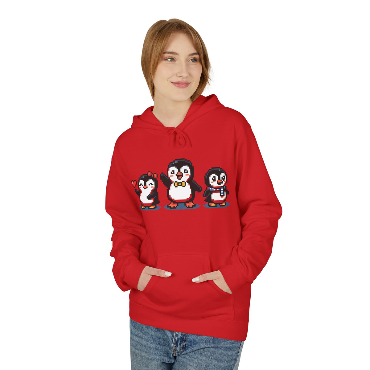 Pixel Penguin Hoodie — Cute Retro 8-Bit Penguin Family Pullover