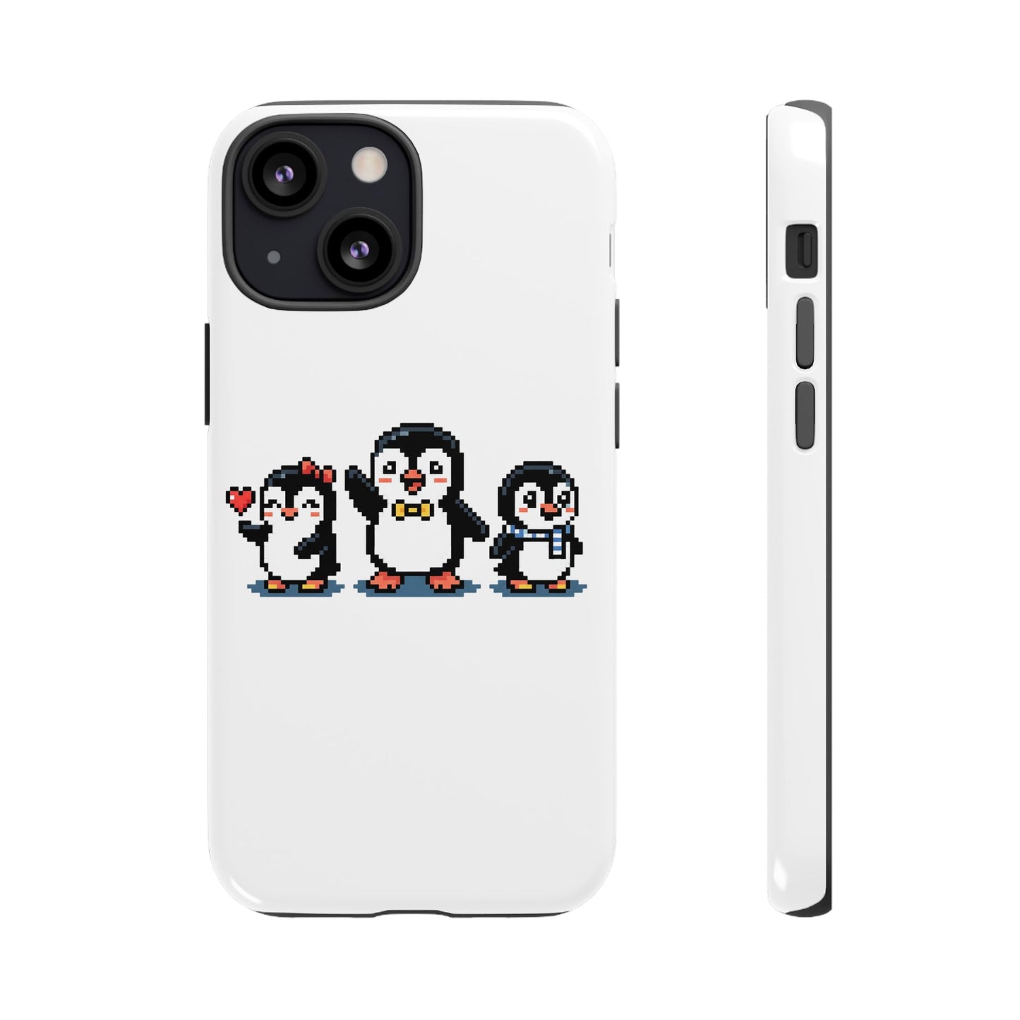 Penguin Pixel Trio Phone Case — Cute Retro 8‑Bit Penguin Family Protective Cover
