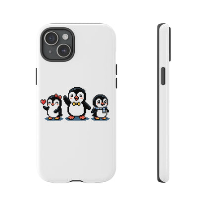 Penguin Pixel Trio Phone Case — Cute Retro 8‑Bit Penguin Family Protective Cover