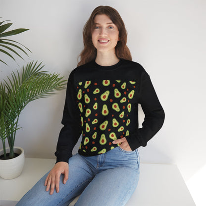 Cute Avocado Pattern Unisex Crewneck Sweatshirt - Perfect for Food Lovers