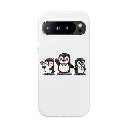 Penguin Pixel Trio Phone Case — Cute Retro 8‑Bit Penguin Family Protective Cover