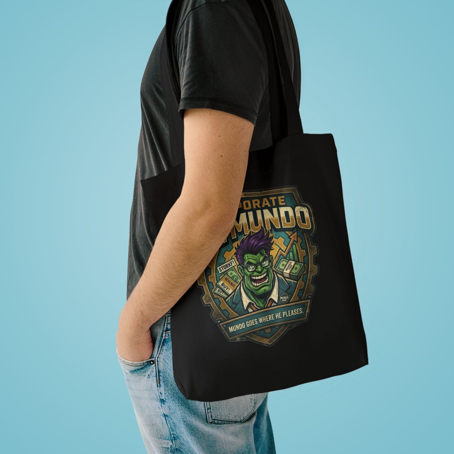 Tote Bag — "Corporate Dr. Mundo" Gamer Tote with Humorous League of Legends Design