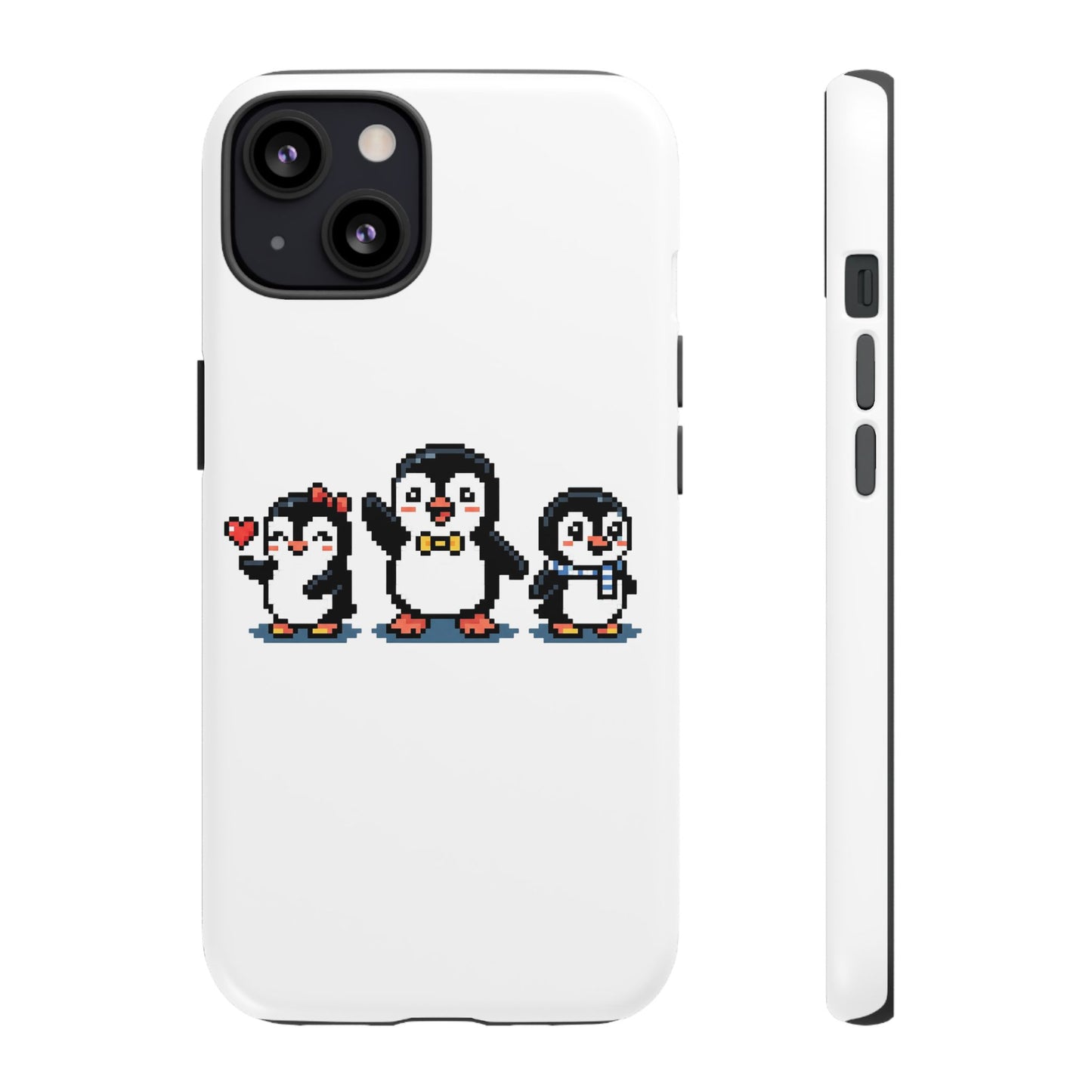 Penguin Pixel Trio Phone Case — Cute Retro 8‑Bit Penguin Family Protective Cover