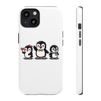 Penguin Pixel Trio Phone Case — Cute Retro 8‑Bit Penguin Family Protective Cover