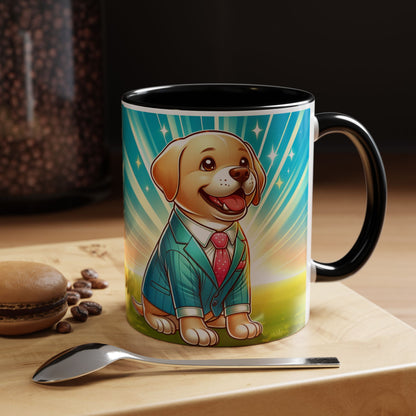 Joyful Dog in Suit Accent Coffee Mug - Perfect Gift for Dog Lovers