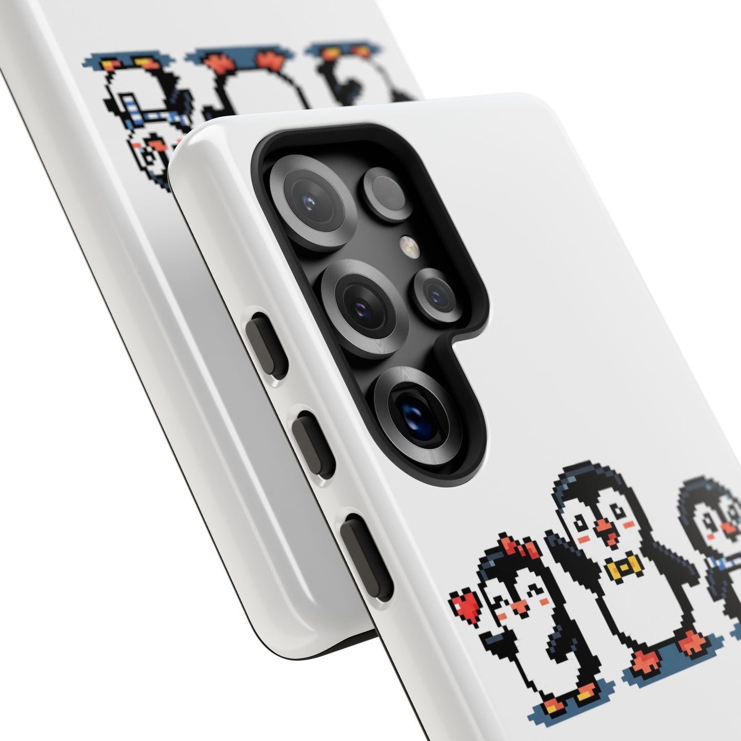 Penguin Pixel Trio Phone Case — Cute Retro 8‑Bit Penguin Family Protective Cover