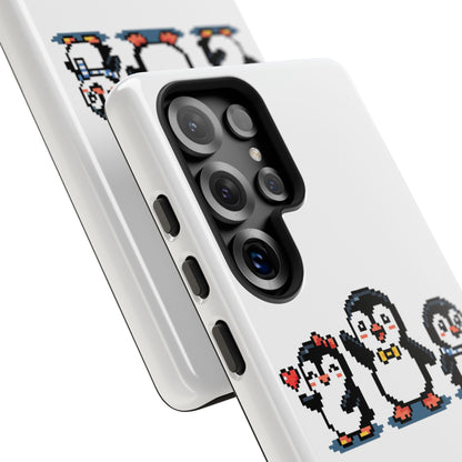 Penguin Pixel Trio Phone Case — Cute Retro 8‑Bit Penguin Family Protective Cover