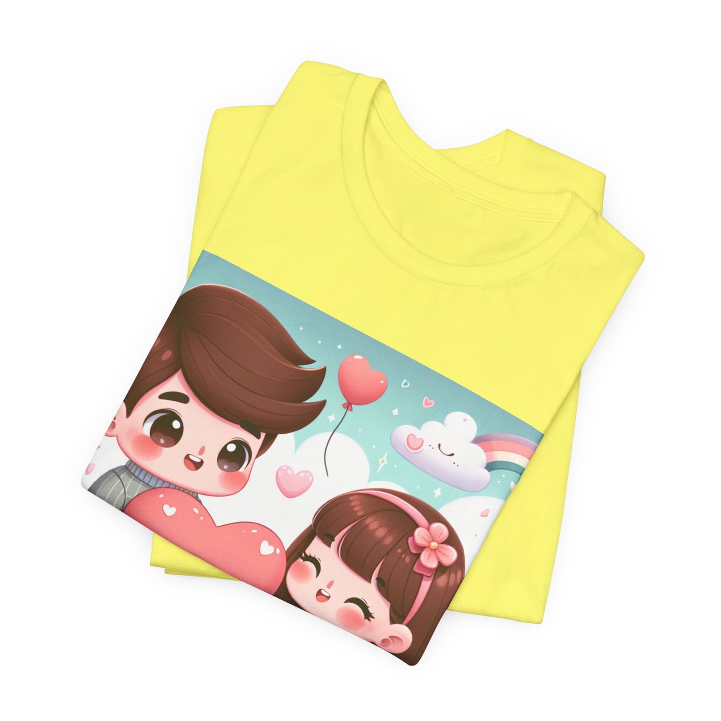 Cute Couple Heart Graphic Tee - Valentine Kawaii Love T-Shirt