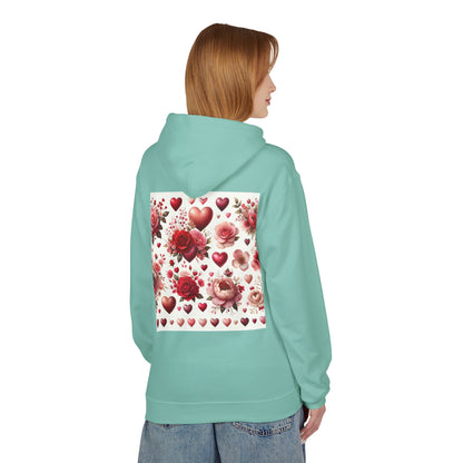 Heart & Rose Pattern Hoodie — Romantic Floral Valentine Pullover