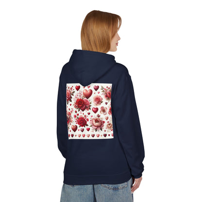 Heart & Rose Pattern Hoodie — Romantic Floral Valentine Pullover