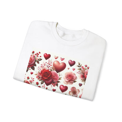 Romantic Floral Sweatshirt with Hearts