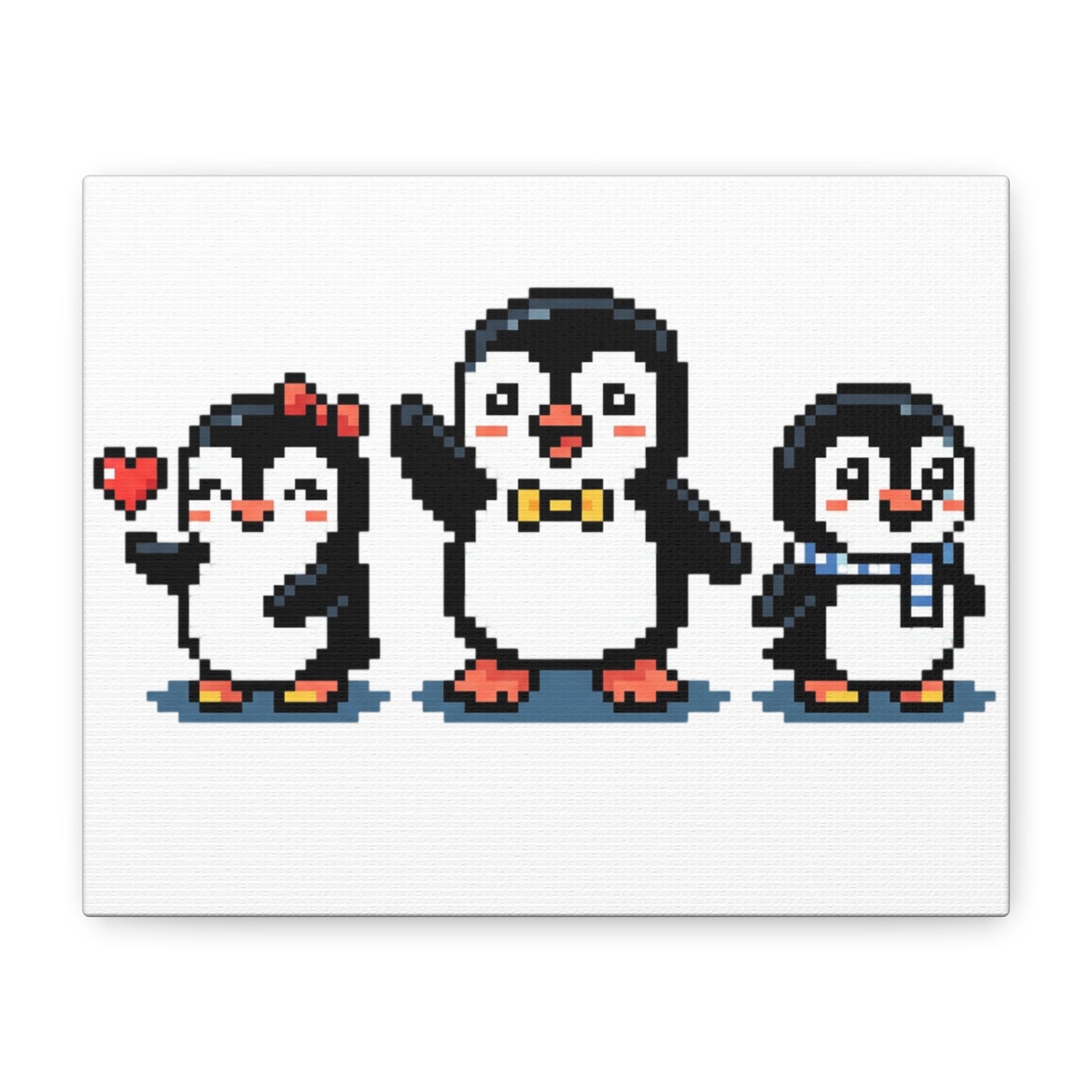 Pixel Penguin Family Canvas — Cute Retro 8‑Bit Wall Art