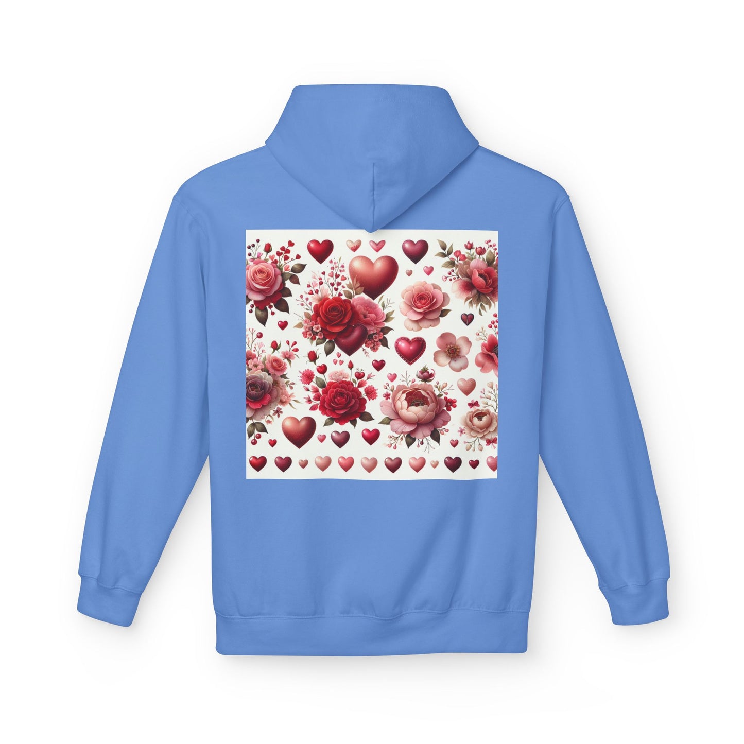 Heart & Rose Pattern Hoodie — Romantic Floral Valentine Pullover