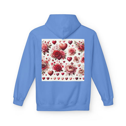 Heart & Rose Pattern Hoodie — Romantic Floral Valentine Pullover