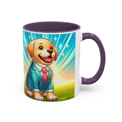 Joyful Dog in Suit Accent Coffee Mug - Perfect Gift for Dog Lovers