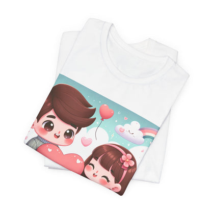 Cute Couple Heart Graphic Tee - Valentine Kawaii Love T-Shirt