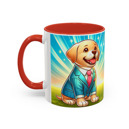 Joyful Dog in Suit Accent Coffee Mug - Perfect Gift for Dog Lovers