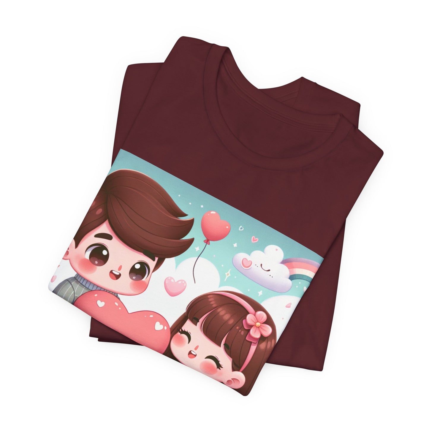 Cute Couple Heart Graphic Tee - Valentine Kawaii Love T-Shirt