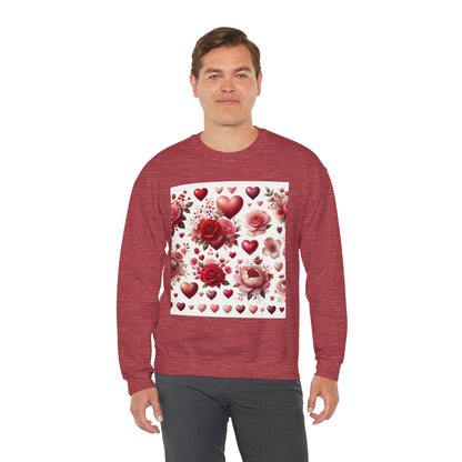 Romantic Floral Sweatshirt with Hearts