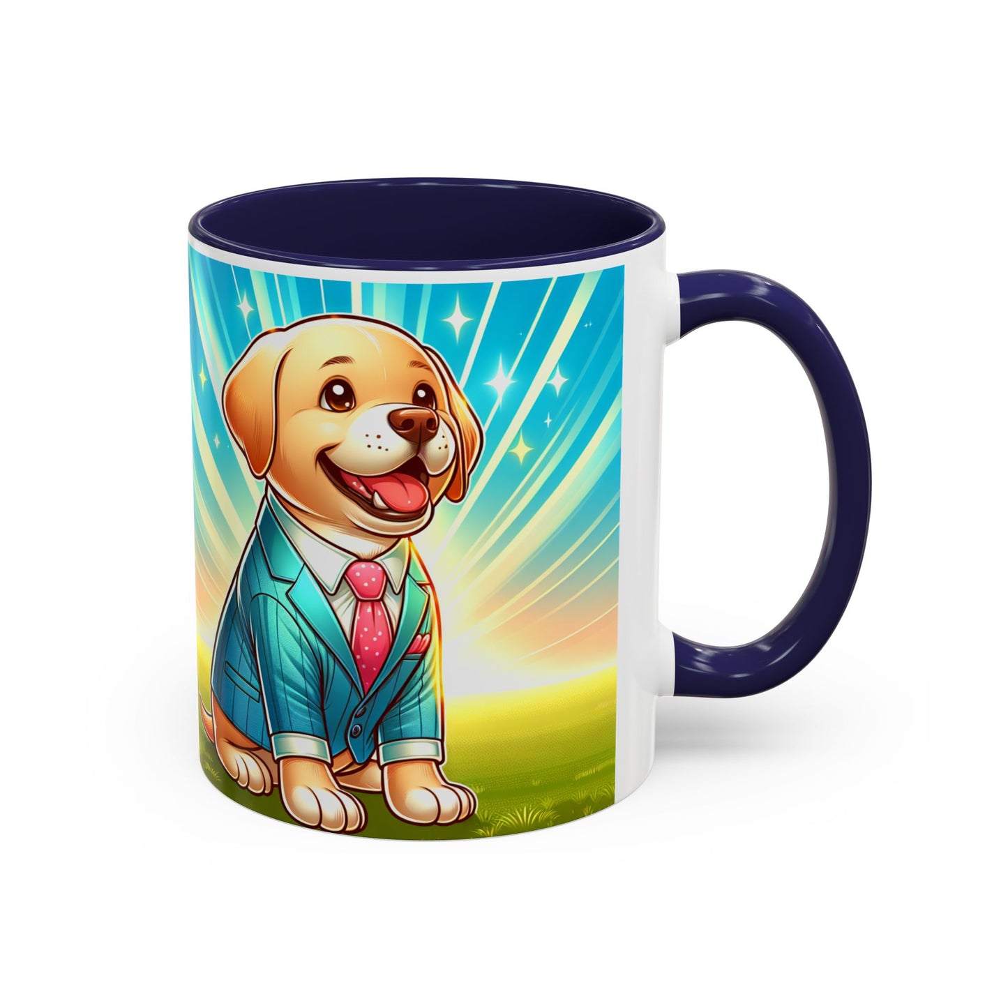 Joyful Dog in Suit Accent Coffee Mug - Perfect Gift for Dog Lovers