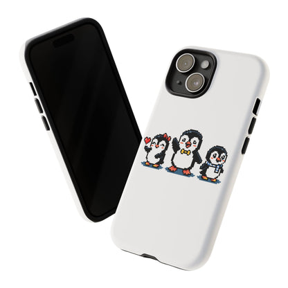 Penguin Pixel Trio Phone Case — Cute Retro 8‑Bit Penguin Family Protective Cover