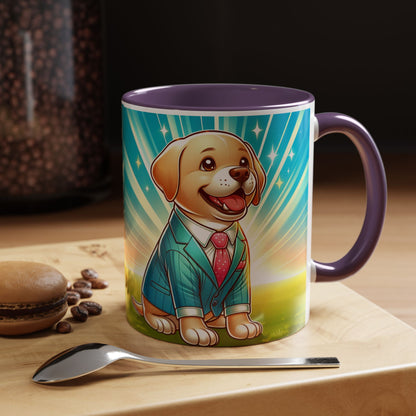 Joyful Dog in Suit Accent Coffee Mug - Perfect Gift for Dog Lovers