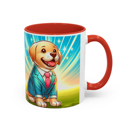 Joyful Dog in Suit Accent Coffee Mug - Perfect Gift for Dog Lovers