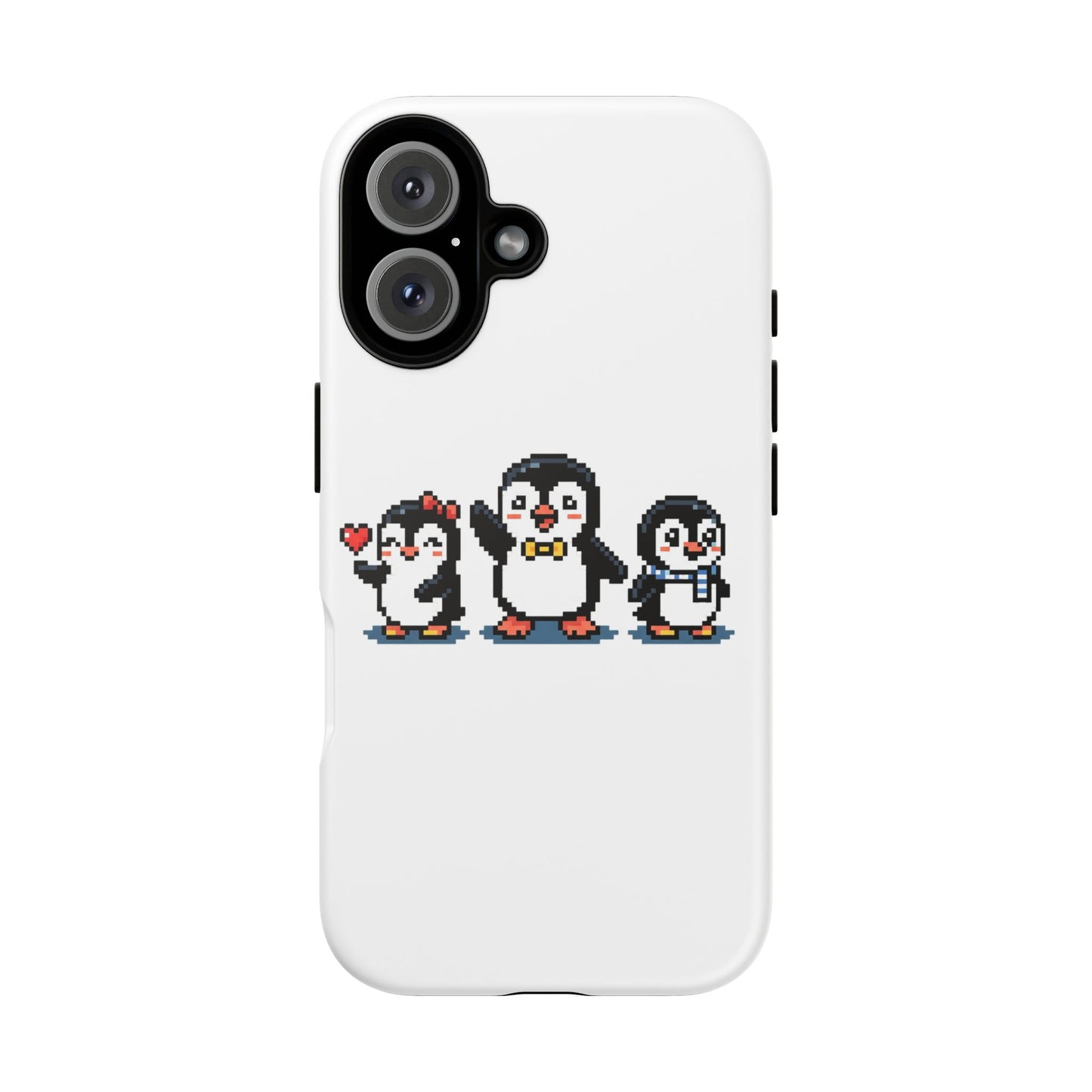 Penguin Pixel Trio Phone Case — Cute Retro 8‑Bit Penguin Family Protective Cover