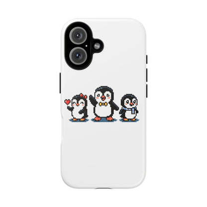 Penguin Pixel Trio Phone Case — Cute Retro 8‑Bit Penguin Family Protective Cover