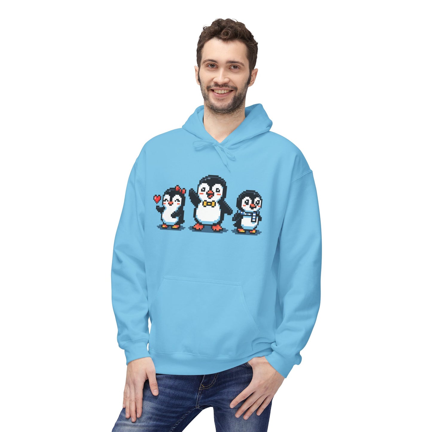 Pixel Penguin Hoodie — Cute Retro 8-Bit Penguin Family Pullover