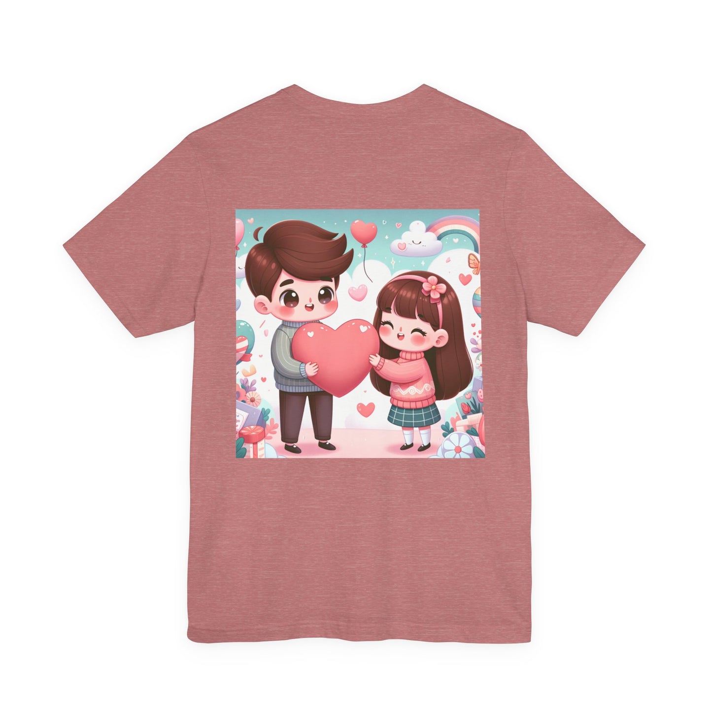 Cute Couple Heart Graphic Tee - Valentine Kawaii Love T-Shirt