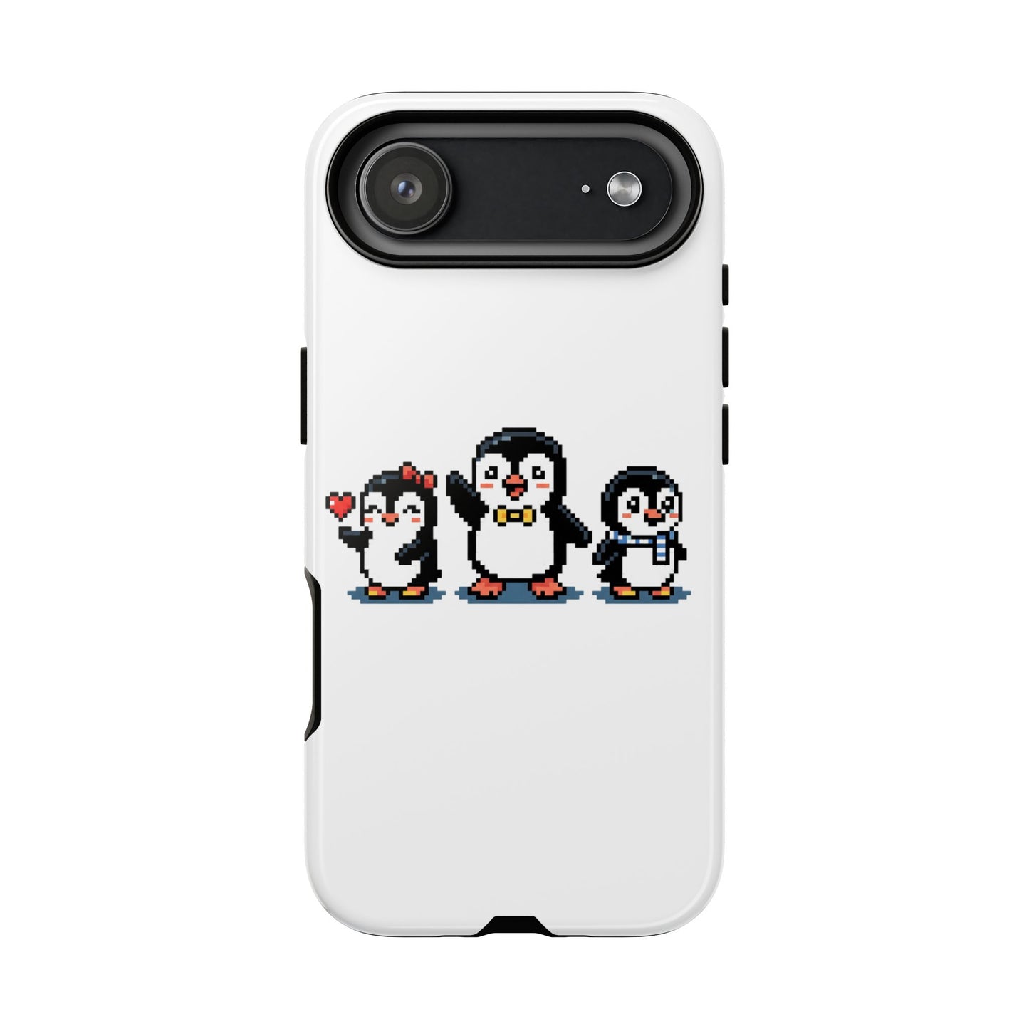 Penguin Pixel Trio Phone Case — Cute Retro 8‑Bit Penguin Family Protective Cover