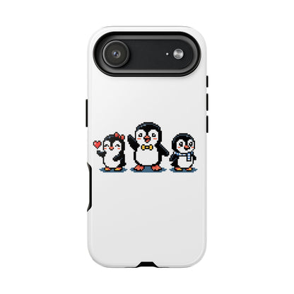 Penguin Pixel Trio Phone Case — Cute Retro 8‑Bit Penguin Family Protective Cover