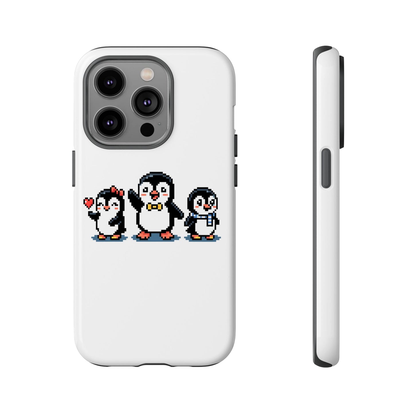 Penguin Pixel Trio Phone Case — Cute Retro 8‑Bit Penguin Family Protective Cover