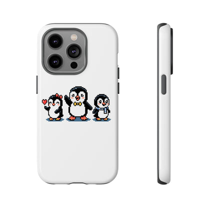 Penguin Pixel Trio Phone Case — Cute Retro 8‑Bit Penguin Family Protective Cover
