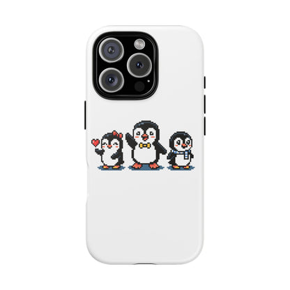 Penguin Pixel Trio Phone Case — Cute Retro 8‑Bit Penguin Family Protective Cover