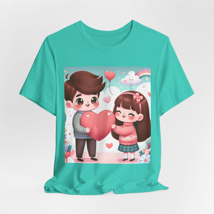Cute Couple Heart Graphic Tee - Valentine Kawaii Love T-Shirt