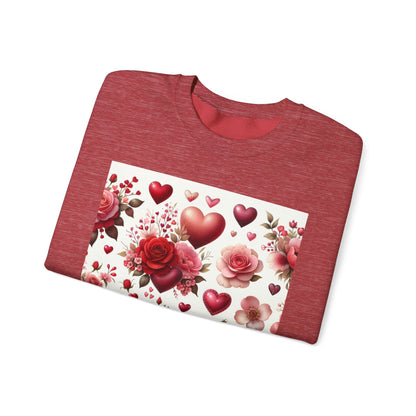 Romantic Floral Sweatshirt with Hearts